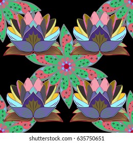 Seamless pattern with black flowers. Floral watercolor seamless background. Vector textile print for bed linen, jacket, package design, fabric and fashion concepts.
