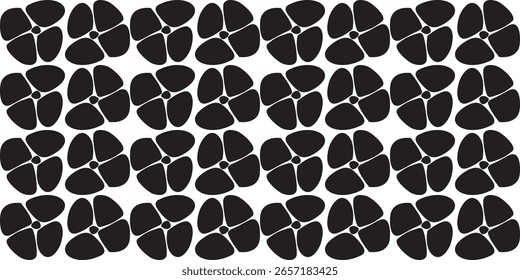 Patrón sin fisuras con flores negras sobre fondo blanco. Ilustración vectorial.