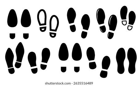 Seamless Pattern of Black Footprints on White Background: Navigating Steps, Trails and Tracking Movement for Creative Projects and Conceptual Design