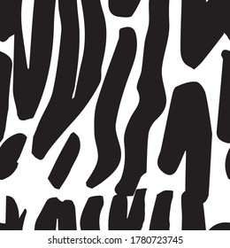 Seamless pattern with black free lines. Intresting shape looks like zebra