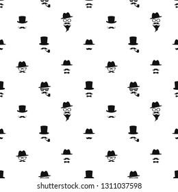 Seamless pattern with black gentleman portrait icons