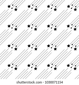 Seamless pattern black geometric star and line abstract on white background.Vector illustration.