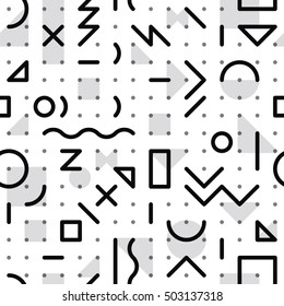 seamless pattern from the black geometrical lines and gray geome