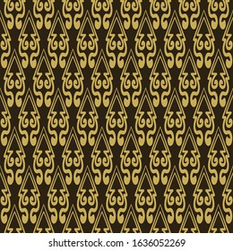 Seamless pattern. Black and gold colors. Geometric pattern in Asian style. Suitable for book cover, poster, logo, invitation. Vector.