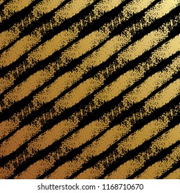 Seamless pattern with black and gold striped. Hand drawn black and yellow paint strokes. Grunge style. Hand-drawn stripes, brush strokes, stars. Beautiful vector fashionable floral exotic background.