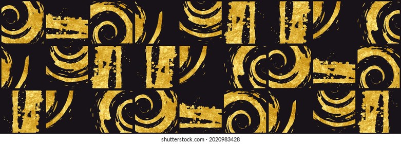 seamless pattern of black and gold tiles for design. Perfect for posters, business cards, personalized brands, packaging,