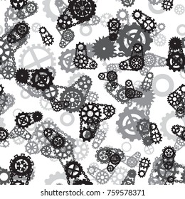 seamless pattern with black and gray gears