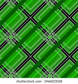 patrón transparente con líneas negras, verdes y blancas oblicuamente sobre fondo verde