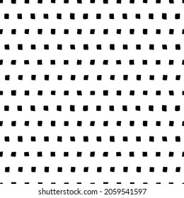 Seamless pattern with black grunge squares. Polka dot vector ornament. Abstract modern geometric background. Modern stylish simple texture with dotted lines. Black and white hand drawn ink background.