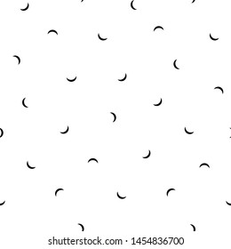 Seamless pattern with black half moon, crescents on white background. Ethnic abstract background. Geometric seamless  texture. Simple vector illustration. 
