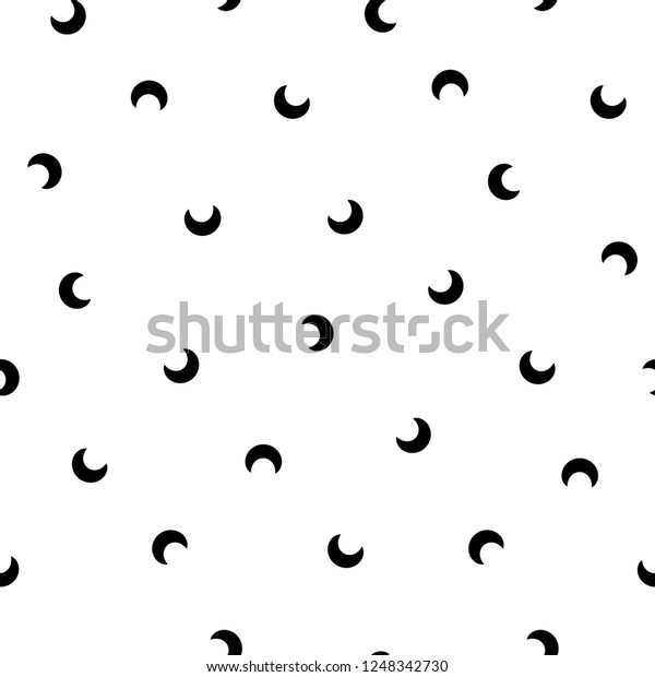 白い背景にシームレスな模様と黒い半月 クレス 抽象的な背景 幾何学的なシームレスなテクスチャー 簡単なベクターイラスト のベクター画像素材 ロイヤリティフリー