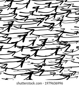 Patrón sin brillo con flechas de doodle dibujadas a mano negra sobre fondo blanco. Textura de grueso abstracto. Ilustración del vector