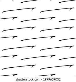 Seamless pattern with black hand drawn doodle arrows on white background. Abstract grunge texture. Vector illustration