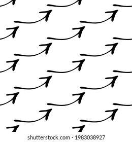 Nahtloses Muster mit schwarz gezogenen doodlen Pfeilen auf weißem Hintergrund. Abstrakte Grunge-Textur. Vektorgrafik