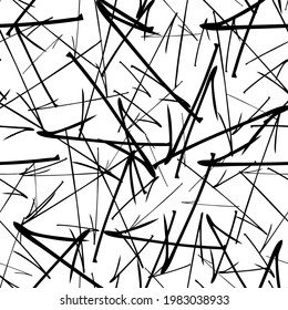 Seamless pattern with black hand drawn doodle arrows on white background. Abstract grunge texture. Vector illustration