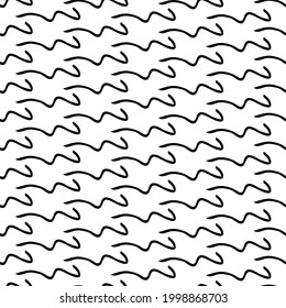 Patrón sin brillo con líneas onduladas de doodle dibujadas a mano negra sobre fondo blanco. Textura de grueso abstracto. Ilustración del vector