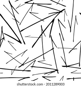 Seamless pattern with black hand drawn doodle arrows on white background. Abstract grunge texture. Vector illustration