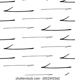 Patrón sin brillo con flechas de doodle dibujadas a mano negra sobre fondo blanco. Textura de grueso abstracto. Ilustración del vector