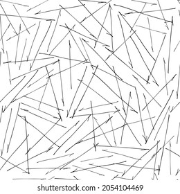 Patrón sin brillo con flechas de doodle dibujadas a mano negra sobre fondo blanco. Textura de grueso abstracto. Ilustración del vector
