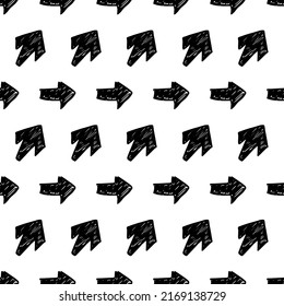 Seamless pattern with black hand drawn arrows on white background. Vector illustration