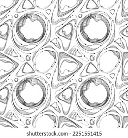 Seamless pattern of black hand drawn thin lines on the transparent background. Can be used for a wrapping paper, textile design.