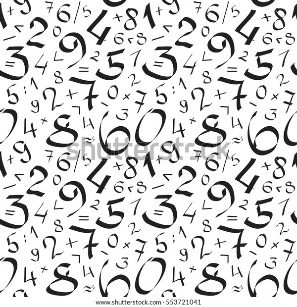 Seamless Pattern Black Hand Drawn Numbers Stock Vector (Royalty Free ...