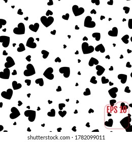 Seamless Pattern with Black hearts