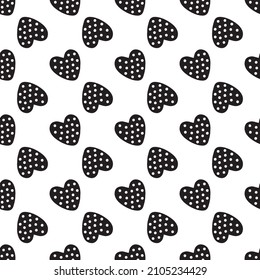 Patrón sin foco de corazones negros sobre un fondo blanco. Ilustración vectorial. Diseño para el Día de San Valentín