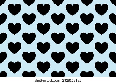 seamless pattern of black hearts on blue background. seamless for cloth, fashion, wrapping paper, card, wallpaper, cover skin.