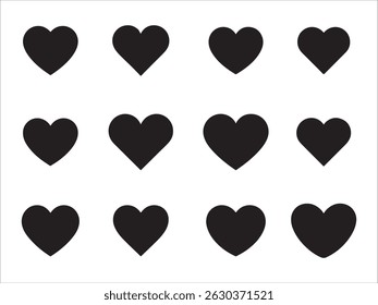 Seamless pattern of black hearts on a white background.