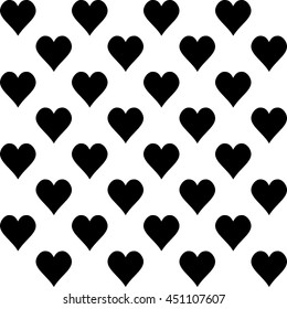 Seamless pattern  with black hearts on white background