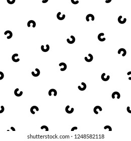 Seamless pattern with black horseshoes  on white background. Ethnic symmetric background. Diagonal rhombus pattern. Geometric seamless  texture. Mosaic plaid. Checkered vector illustration. 