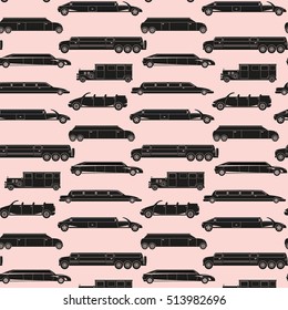 Seamless pattern with  black icon limousines.