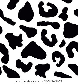 Seamless pattern with black jaguar leopard animal skin print texture fur on white background. Safari fauna vector illustration in flat style for textile fabric