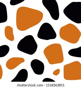 Seamless pattern with black jaguar leopard animal skin print texture fur on white background. Safari fauna vector illustration in flat style for textile fabric