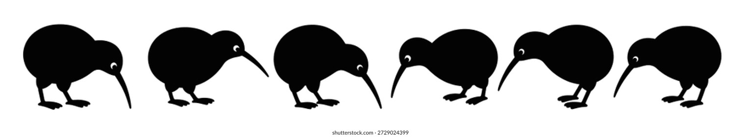 Modelo inconsútil de los pájaros negros del kiwi en diseño blanco del fondo 