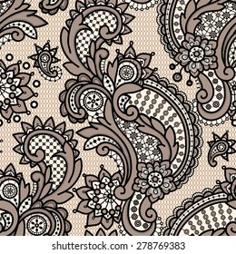 Seamless Pattern. Black lace.