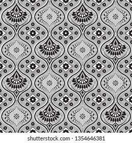 Seamless pattern black lace background old vintage