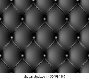 Seamless pattern.  Black leather upholstery background.