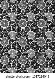 Seamless pattern of black lemon slices, vector illustration