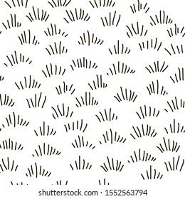 Seamless pattern of the black line grass doodle