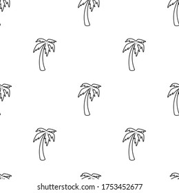Seamless pattern with black line Palm Trees on  white background. Summer tropical vector ornament. Floral texture. Vector illustration. ornament for printing on fabric, paper or wrapping