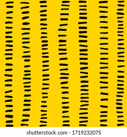 Seamless pattern. Black lines on yellow background. Hand drawn.