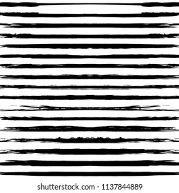 Seamless pattern from black long textured smears on a white background
