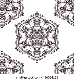 seamless pattern of black mandala on a white background