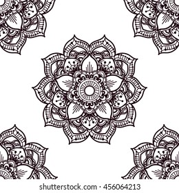 seamless pattern of black mandala on a white background
