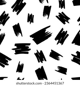 Seamless pattern with black marker scribbles on white background. Vector illustration