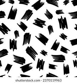 Seamless pattern with black marker scribbles on white background. Vector illustration