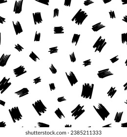 Seamless pattern with black marker scribbles on white background. Vector illustration