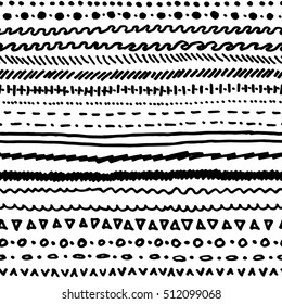 Seamless pattern of black marker strokes
